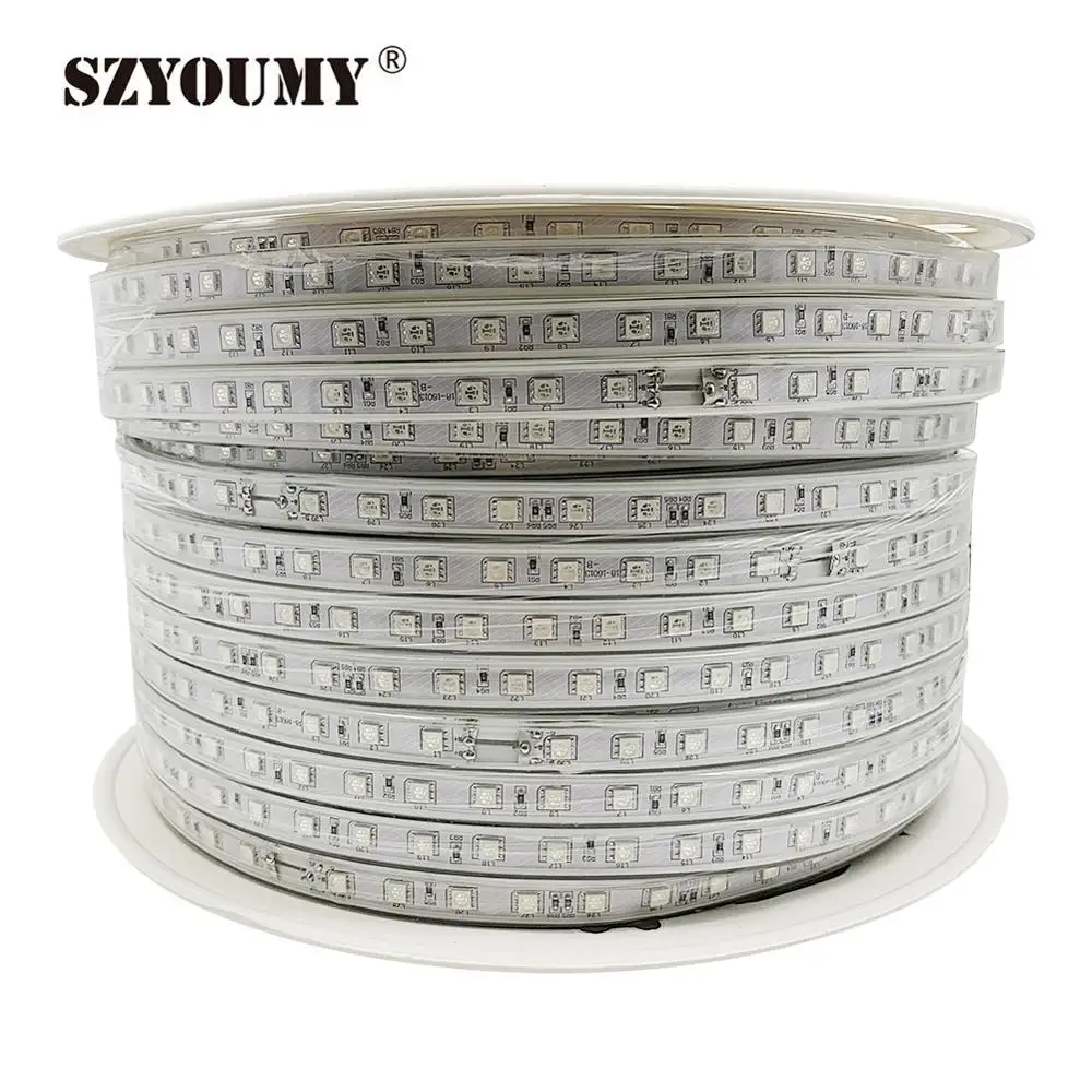 SZYOUMY 110V 220V Светодиодные ленты светильник 5050 Водонепроницаемый 60 светодиодов/M