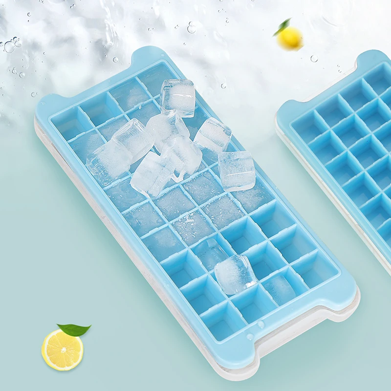 

2 PCS 36 Grid Ice Cube Tray with Lid Ice Cube Mold Food Grade Silicone Whiskey Cocktail Drink Chocolate Ice Cream Maker