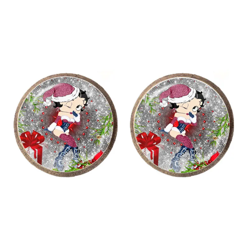 

Christmas Betty Stud Earrings For Women Fashion Jewelry Retro Round Betty Boop Earrings Jewelry Xmas Gift Halloween Gifts