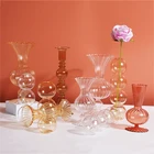 Скандинавский стиль, винтажные прозрачные стеклянные вазы, украшение для дома, настольный держатель для цветов