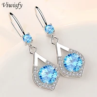 viwisfy blue crystal water drop dangle earrings women 925 sterling silver drop earrings for vw21208