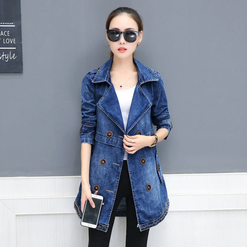 Весна осень 2019 ковбойский тренч женский приталенный топ средней длины в