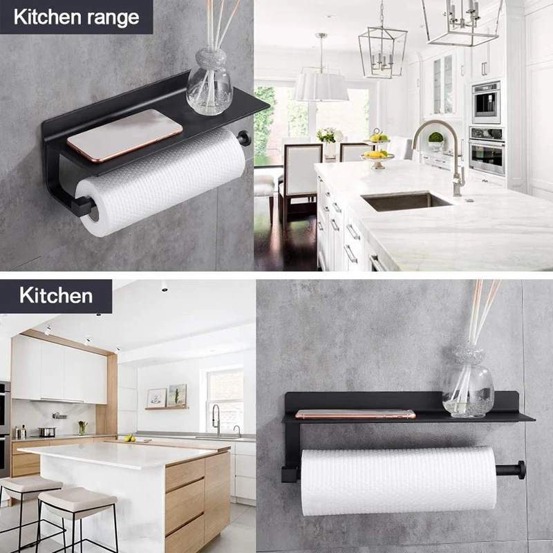 

Kitchen Roll Holder Wall Mounted Paper Towel Holder Utensil Holder