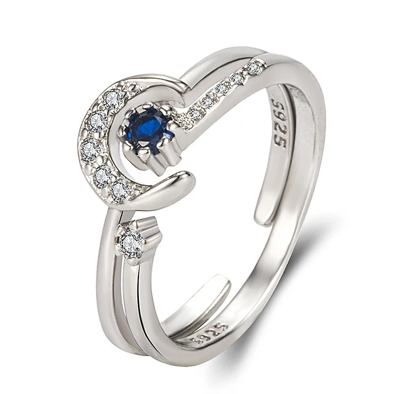

Посеребренные кольца для женщин ювелирные изделия яркий CZ луна звезда дизайн кольцо на палец для леди наборы модные свадебные аксессуары