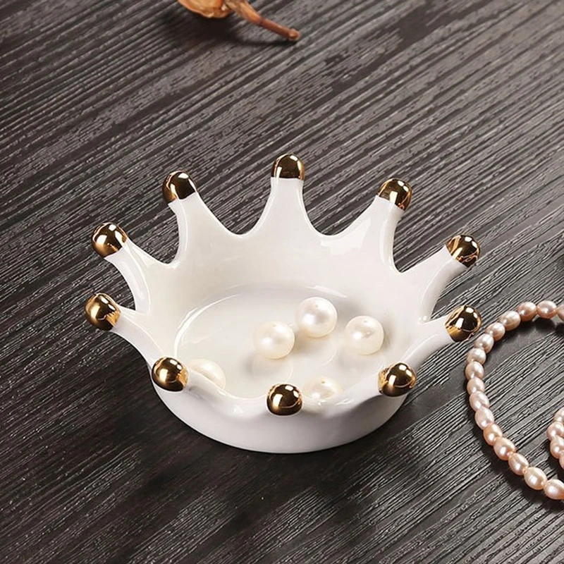 

Поднос для украшений в скандинавском стиле, легкая керамичессветильник Золотая Корона, лоток для хранения украшений, домашний декор, комна...