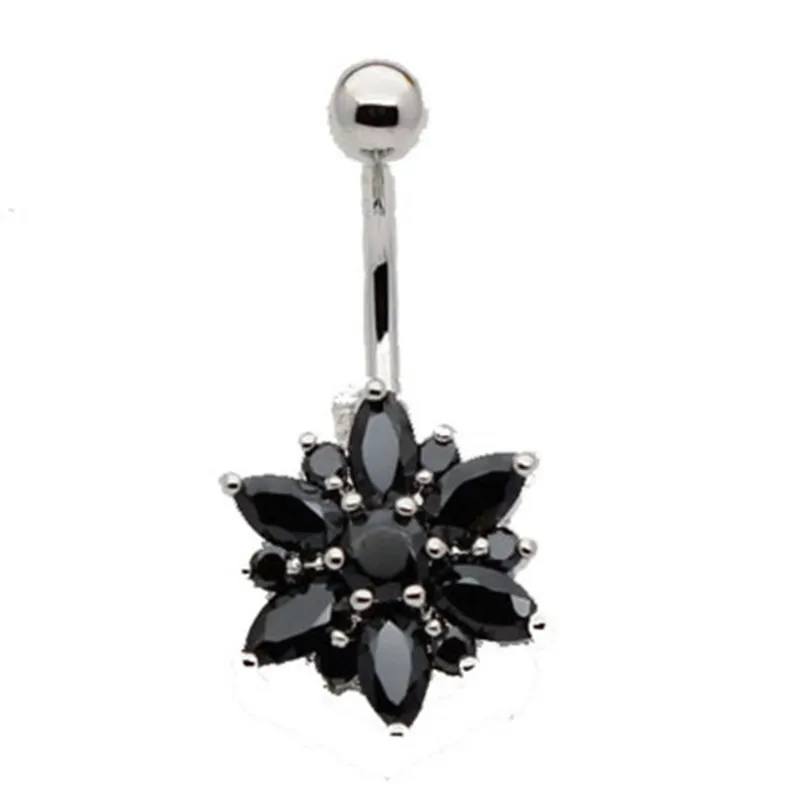 

navel piercing ombligo sexy Flower Belly Button Rings belly piercing Nombril ombligo For Women surgical steel Jewelry Zirconia