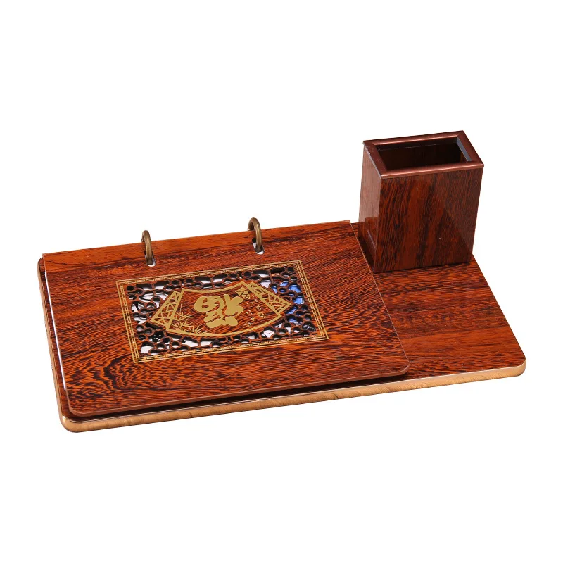 Decoraci&oacute;n de a&ntilde;o de Tigre, marco de calendario de escritorio de madera de negocios, florero de l&aacute;piz grande, caja de regalo de decoraci&oacute;n, Plan antiguo 2022-4