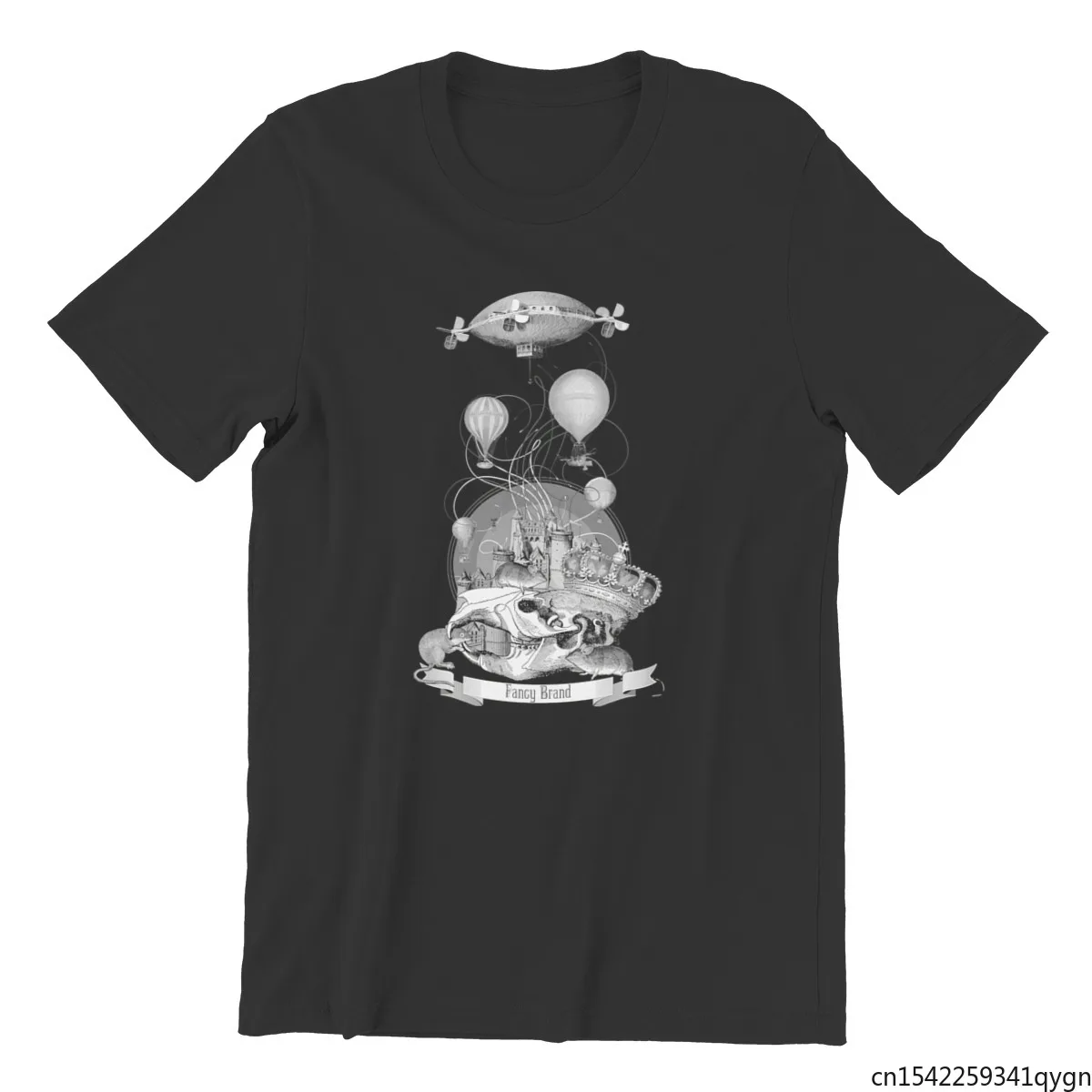 

Men's T-shirt Vintage Collage with King Mouse Air Baloons Fnd Castle Oversize Hip Hop High Quality Tees