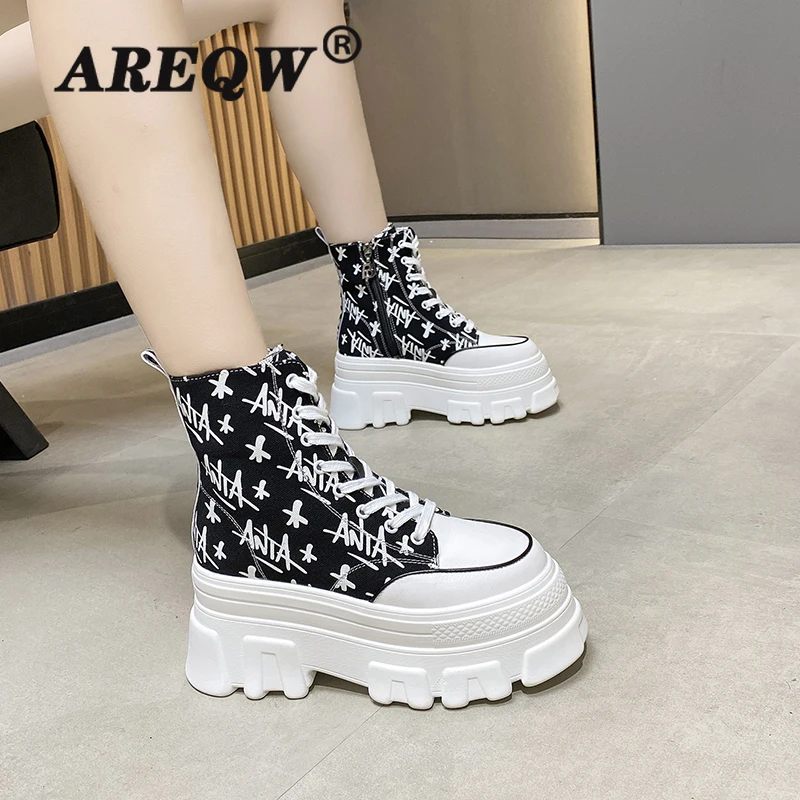 

2021 Women Classic Shoes High Top Pumps Women Casual Shoes Female Height Increasing Platform Women Canvas Shoes