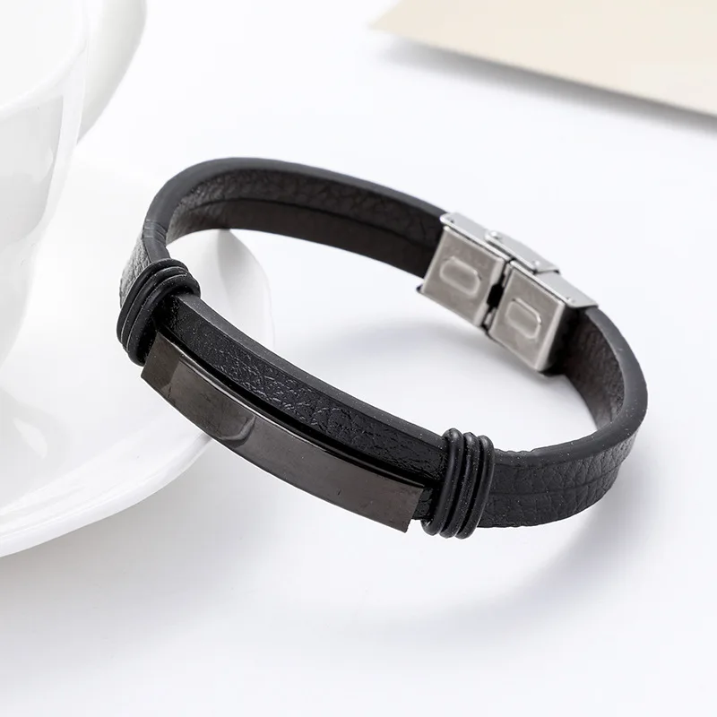 Новый дизайн Мужская винтажная обертка черный кожаный браслет наручная повязка