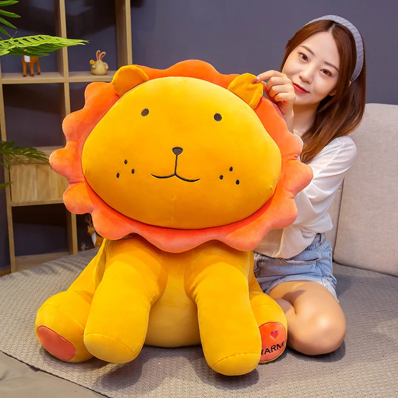 

55/70cm Cute Huge Sunflower Plush Lion Toys Stuffed Baby Doll Soft Forest Animal Toys for Children Huggable Pillow Gift for Kids