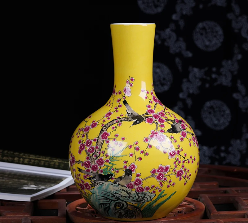 Большая керамическая ваза Jingdezhen в форме сливы цветочная композиция Новая