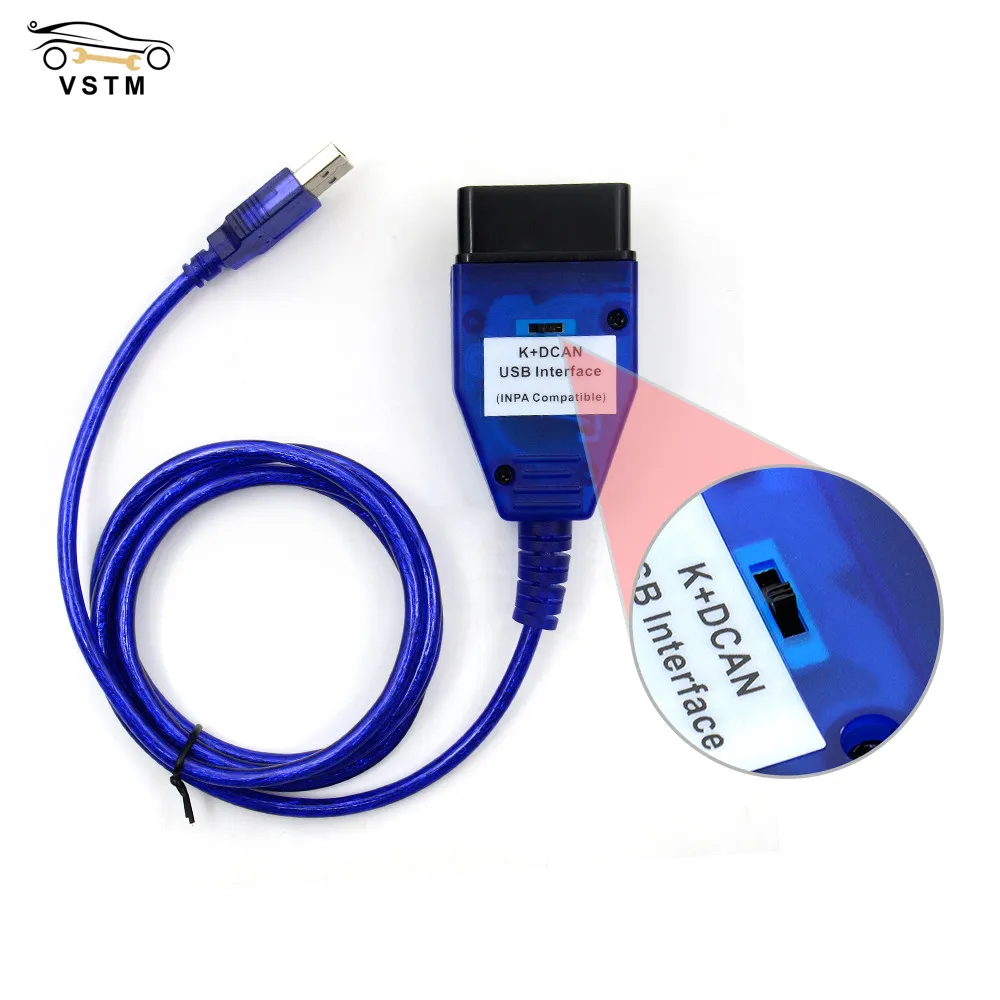 Для BMW INPA K + DCAN FTDI FT232RQ цвет белый/синий совместим с USB интерфейс OBD2 переключаемая