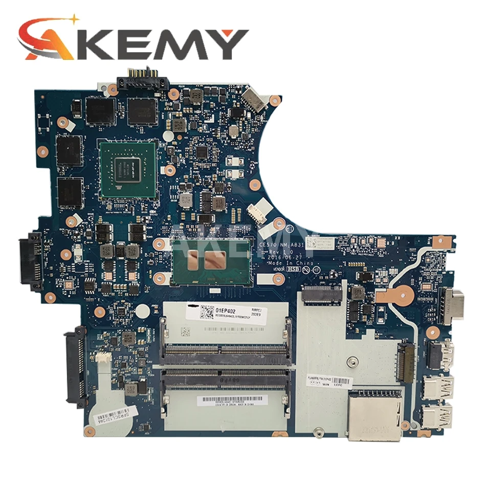 Online Für Lenovo ThinkPad E570 Laptop Motherboard Mit SR2ZV I7-7500U CPU FRU 01EP403 CE570 NM-A831