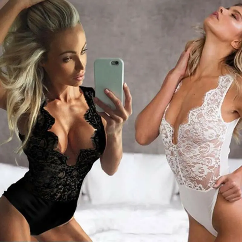 Сексуальное женское нижнее белье Глубокий v образный вырез кружева цельный