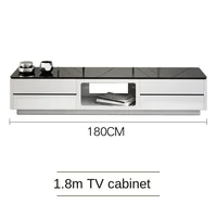 TV cabinet and coffee table combination tempered glass simple black and white gray living room modern 1.8 meters 2 TV cabinet
