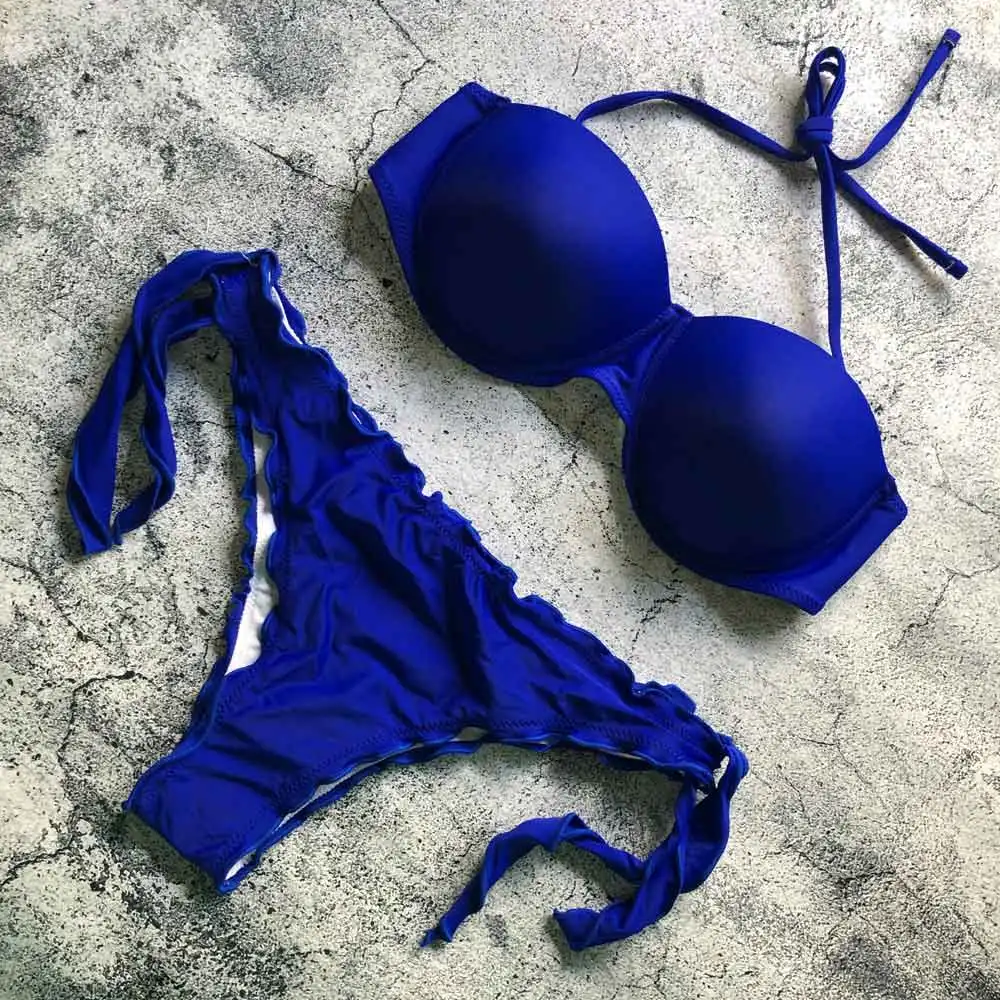 Черное бикини 2019 со средней талией женский купальник на бретельках сексуальный