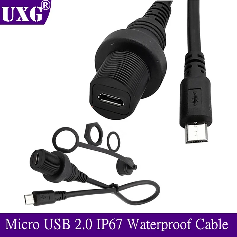 Водонепроницаемый кабель 30 см Micro USB 2 0 IP67 5-контактный разъем Micro-USB IP 67 Панельное