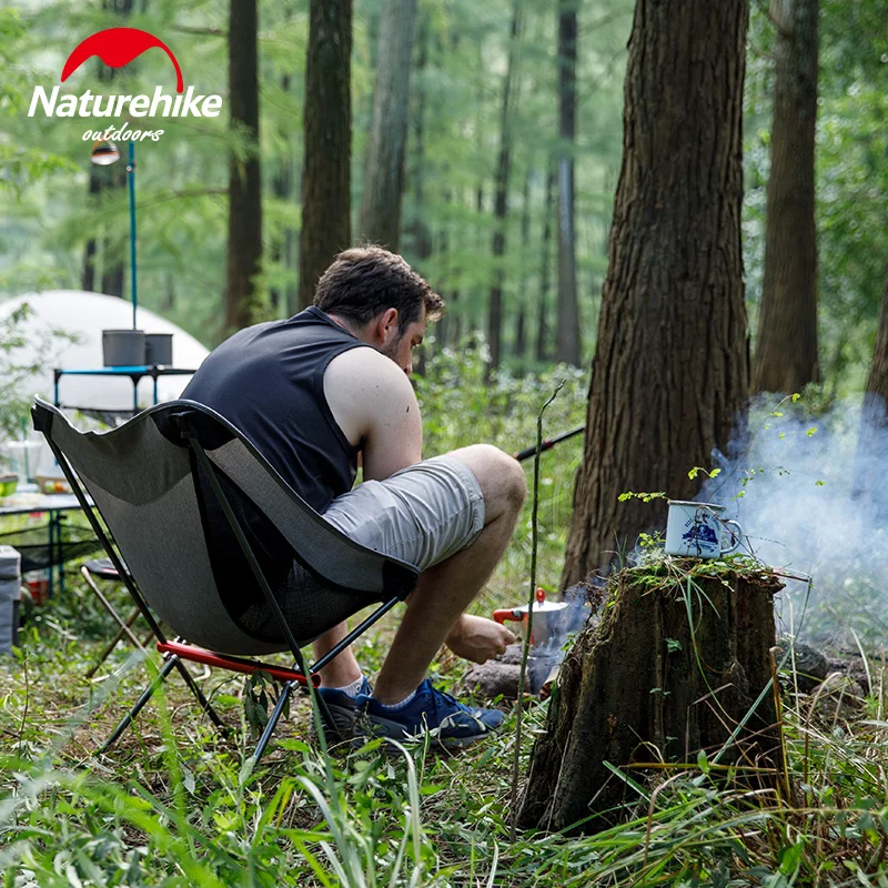 저렴한 NatureHike-캠핑 의자 휴대용 접이식 달 의자 낚시 바베큐 정원 의자 초경량 길어진 스케치 좌석 하중 150KG, 네이처하이크 캠프 의자 피크닉 하이킹