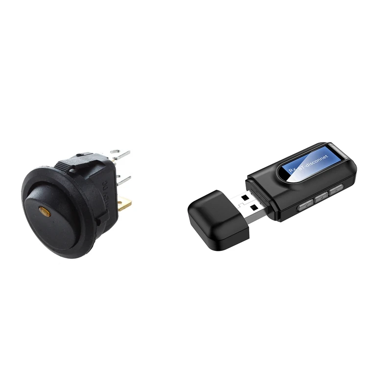 

12V LED Inverter Rocking Rocker Switch ROUND SPST ON-OFF & Bluetooth 5.0 Transmitter And Receiver