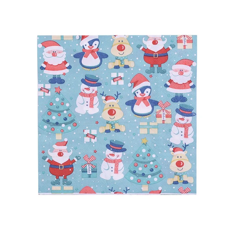 20pcs towels P12 НОВАЯ РОЖДЕСТВЕНСКАЯ скатерть с принтом, бумажные полотенца, креативная ПВХ скатерть, новогодняя Рождественская настольная одноразовая посуда, принадлежности - Цвет: 20pcs towels P12