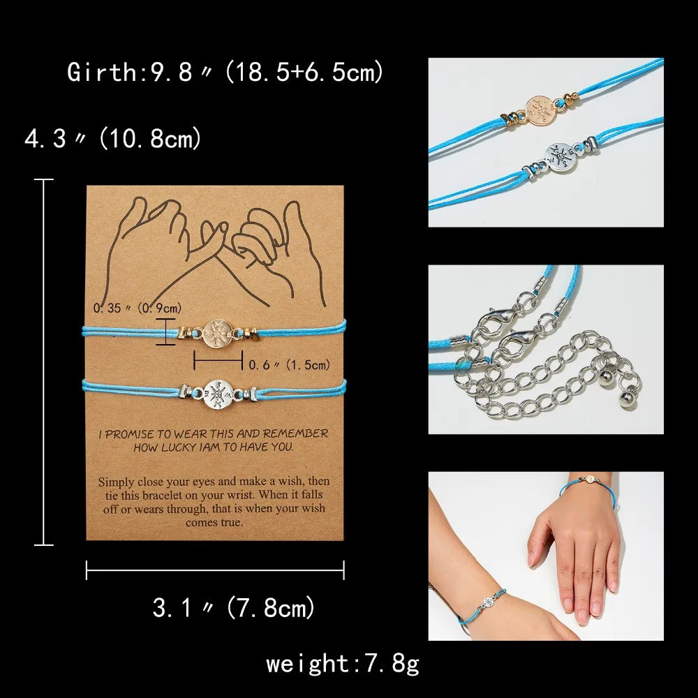 Belleper Make a Wish/Friendship/Mom Love Card Turtle Adjustable Fashion High Quality Bracelet Charm Female New Unique Jewelry