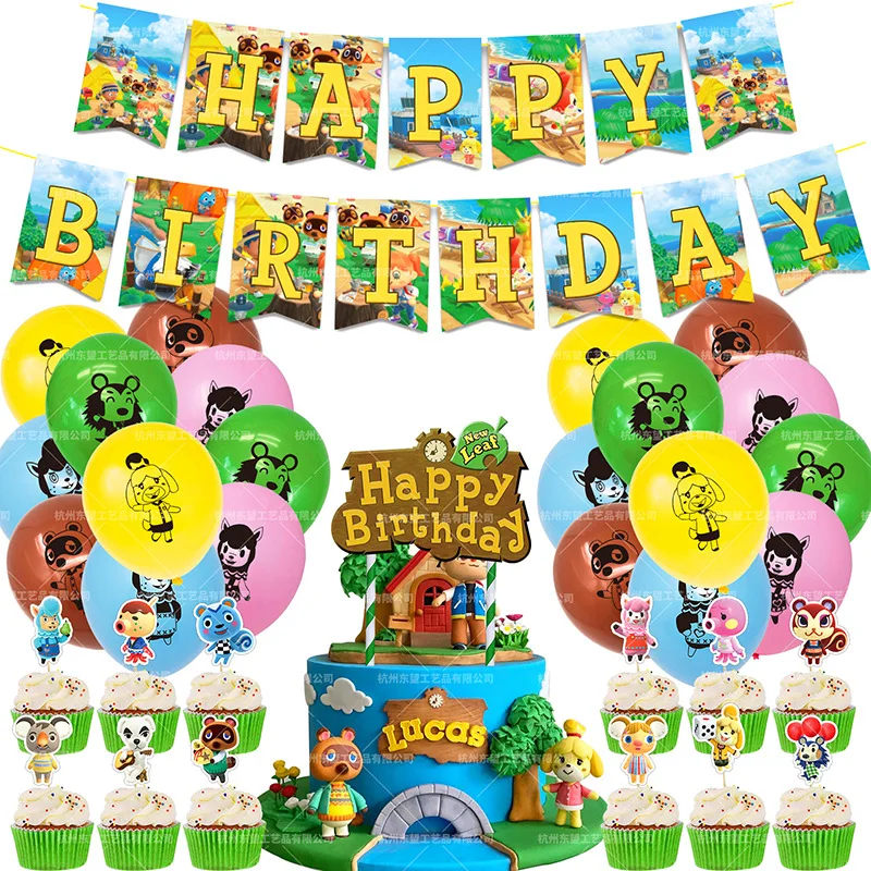 

48pcs/set Forest Animal Balloons Anime Forest Animal Birthday Party Banner Cake Topper Balloons Party Decorations Kids Toys