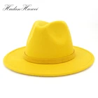 Трендовая шляпа с широкими полями для мужчин и женщин, белая шерстяная фетровая шляпа в стиле ретро, однотонная шляпа-трилби, вечерние шапки 60 см