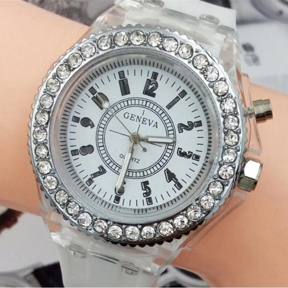

Luminescent Personality Diamond Led Silicone Fashion Boys And Girls Watch