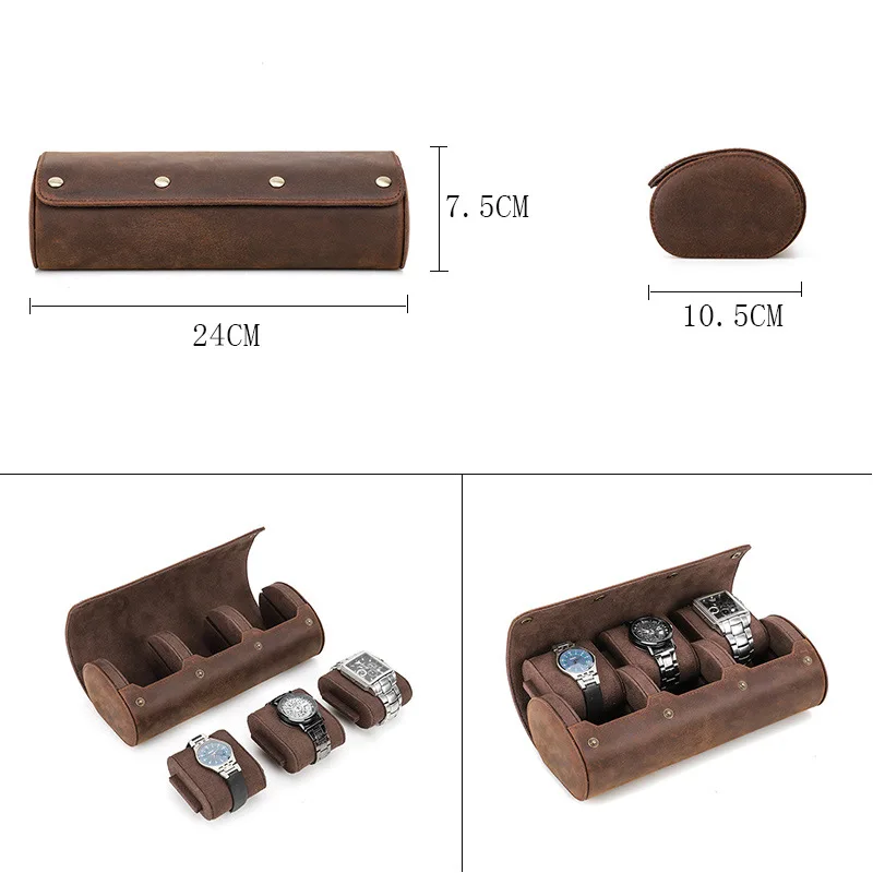 Чехол для часов из натуральной кожи с 3 слотами | Наручные часы