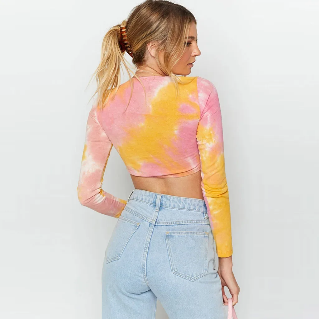 Модное женское сексуальное с v образным вырезом укороченные женские топы галстук