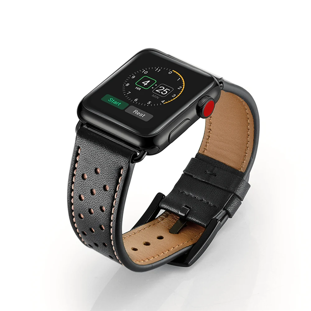 

Leather Strap For Apple Watch 4 Band 44mm 40mm iWatch Band 42mm 38mm First Layer Genuine Leather Watchband for Apple Watch 3 2 1