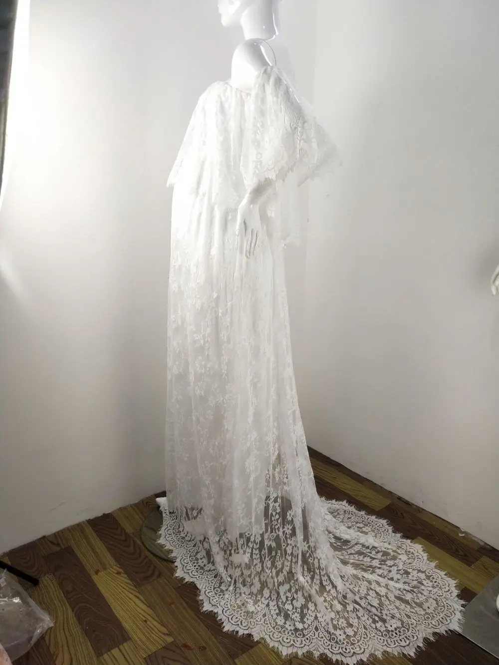 Платье Макси женское с открытыми плечами кружевное отложным воротником| |