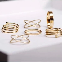 yada 6 pcsset design x shape cross punk rings set for women bohemian finger rings female charm metal jewelry gift ring rg200060