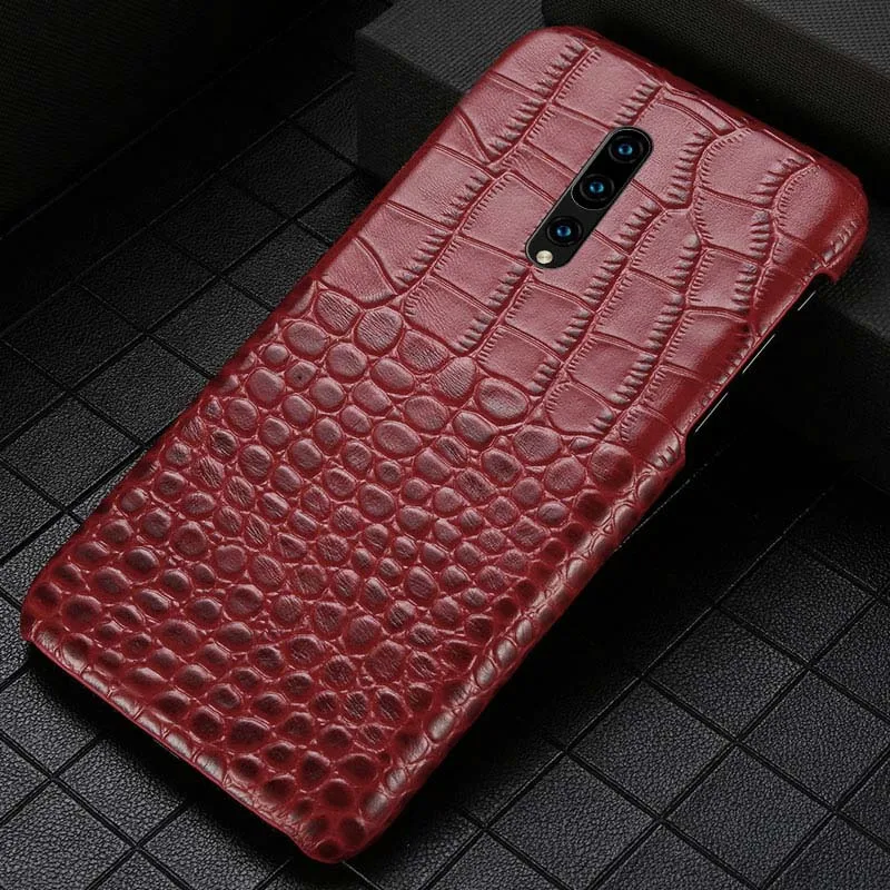 Чехол из натуральной кожи в деловом стиле для One plus 7, чехол 7 Pro с текстурой крокодила, противоударный чехол для телефона One plus 6 6T 5 5T coque - Цвет: red