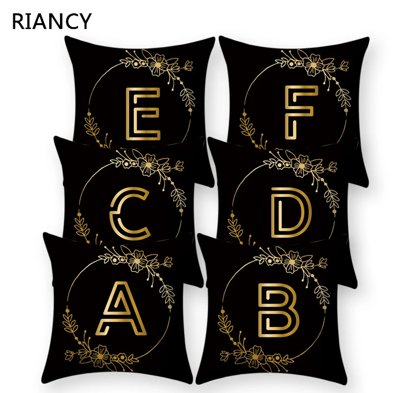 1 шт. с изображением ярких золотых цветов Чехол для подушки буквами Вечернее