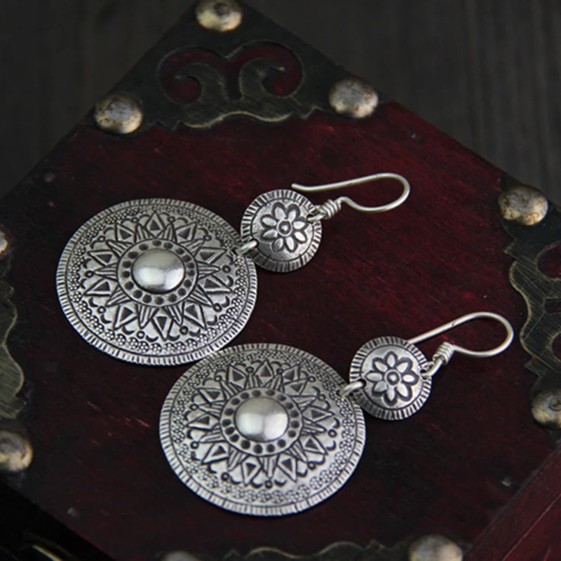 Женские винтажные серьги подвески в античном стиле из тайского серебра 925 пробы с