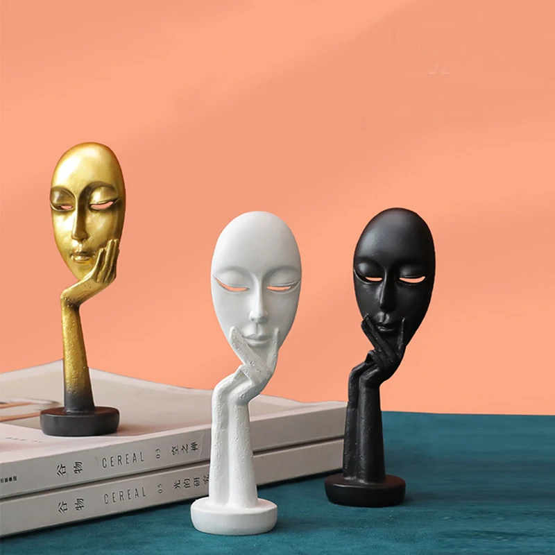 

Nordic Resin Face Mask Sculpture Modern Abstract Art Ornaments Home Decoration Hotel Office Porch Miniature Figurines Gift