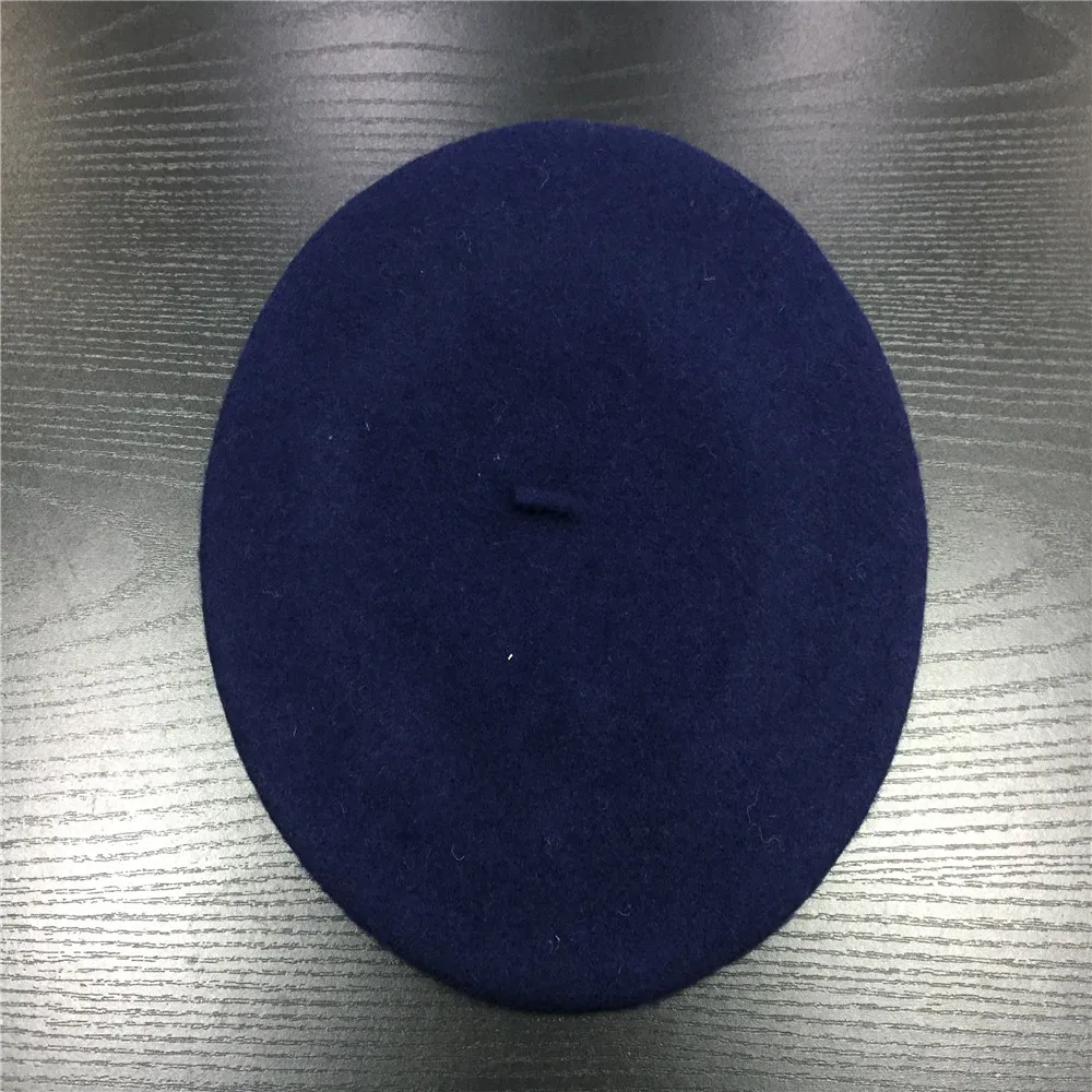 Cobalt Blue Женская шерстяная шляпа, Женские однотонные зимние шапки для девочек, женские классические шляпы в стиле художника, светло-коричневые, горчичные, розовые, фиолетовые, красные шляпы - Цвет: Cobalt Blue