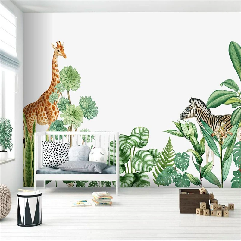

beibehang custom papel de parede 3d Tropical plant zebra wallpapers for living home decor TV background mural wallpaper for wall