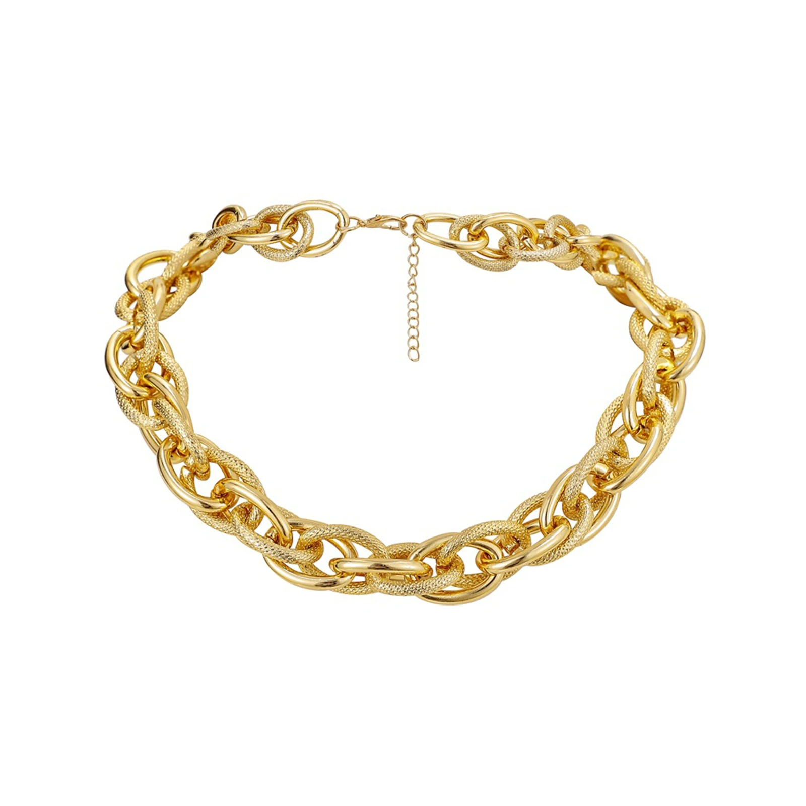 

8Seasons Punk Style Women Aluminum Choker Necklace Gold Color Link Chains Party Club Exaggeration Collor Jewelry Gifts,40cm,1PC