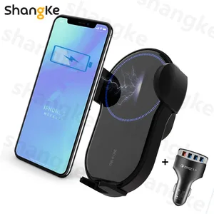 qi wireless car charger for iphone 12 11 xs max samsung s10 s9 s8 quick wireless charging charger car mount mobile phone holder free global shipping