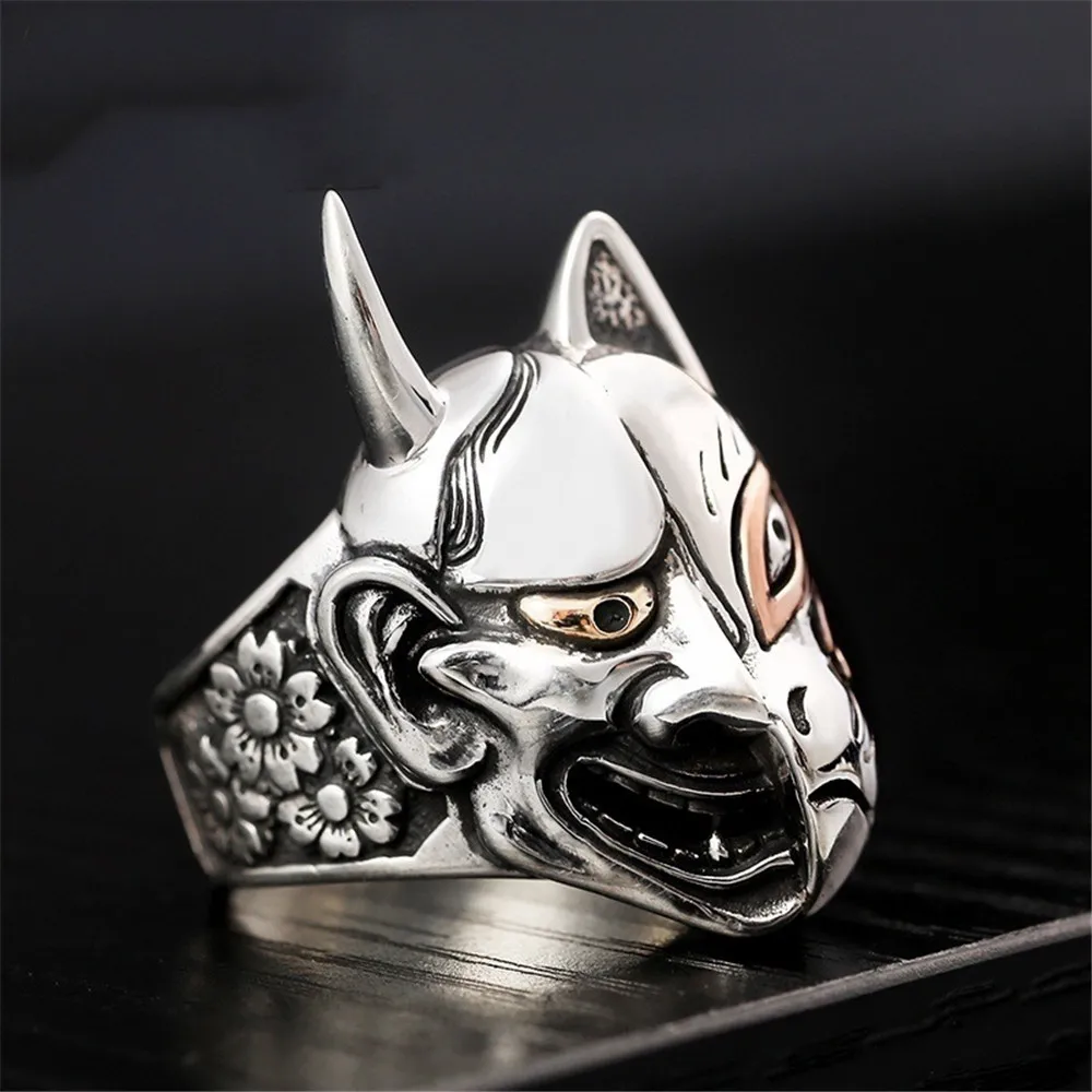 EVBEA Hannya Fox японское мифологическое Кольцо Подарочная бижутерия большие регулируемые байкерские кольца с мотоциклом мужские и Мальчики Ювелирные изделия