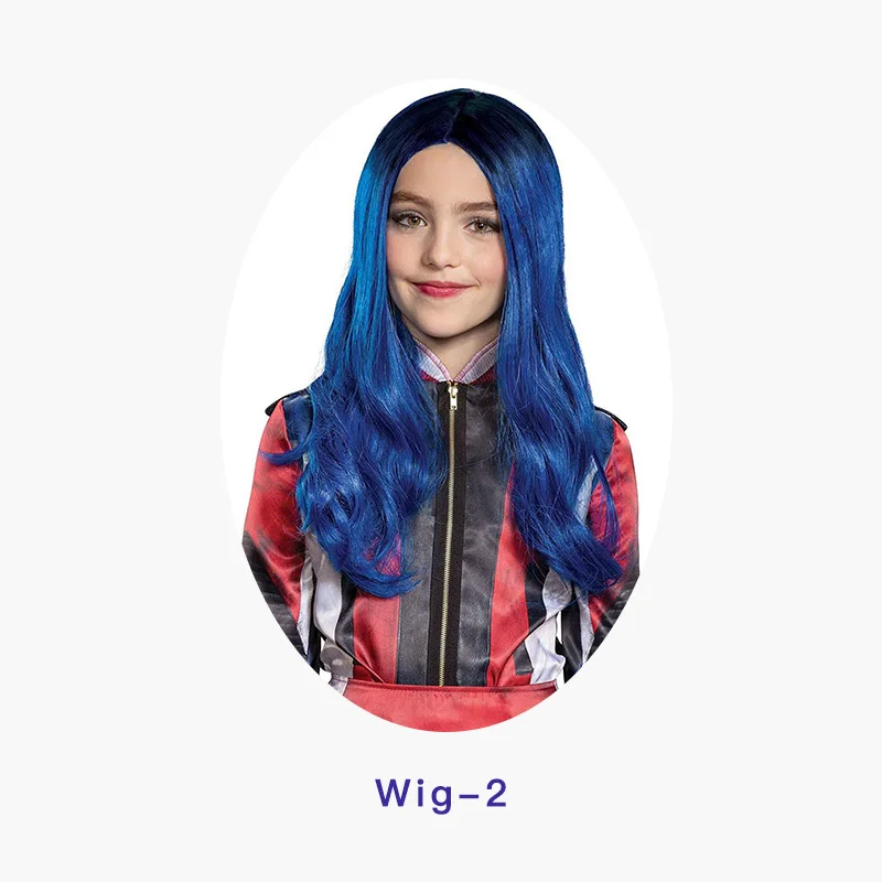 Wig-2 Child Girls Cosplay Evie Dress 3D Printed Costume girl Halloween Costumes for Kids Fancy Party Kids Costume - Цвет: Wig-2
