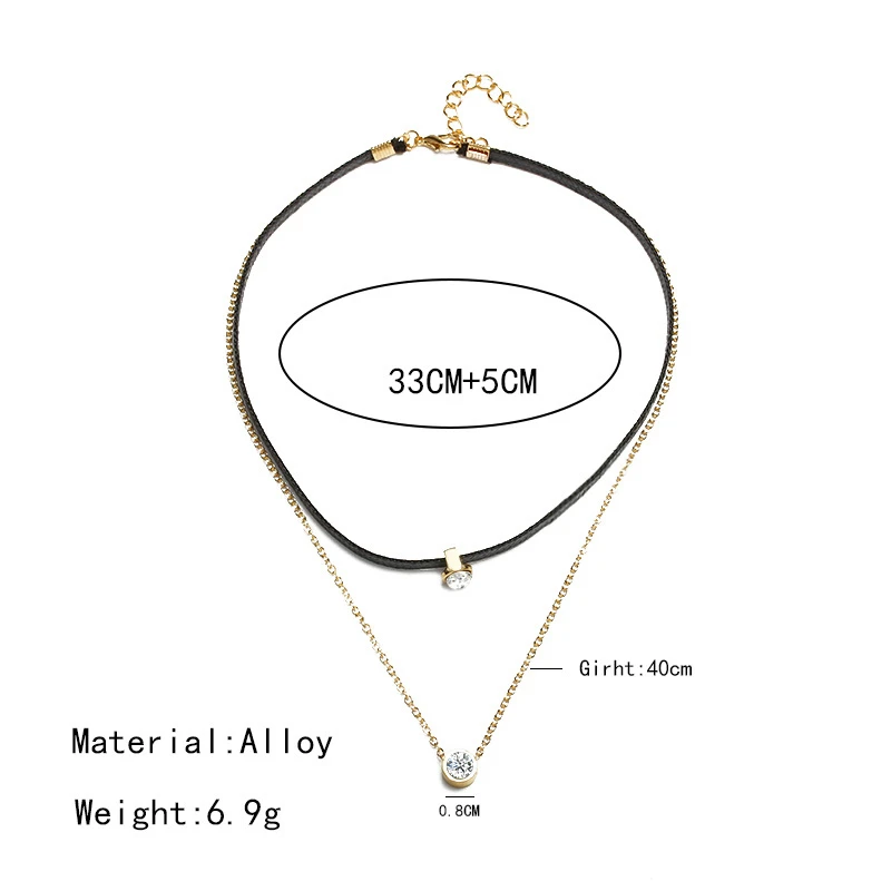 

Korean Fashion Black Flannelette Choker Necklace Charming Women's Wedding Gold Clavicle Chain Exquisite Crystal Zircon Jewelry