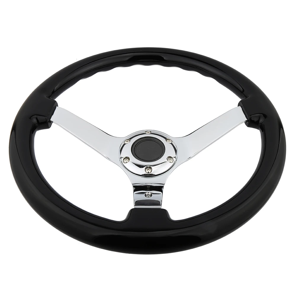 Рулевое колесо из хромированной древесины для автомобиля глубокие спицы 350 мм