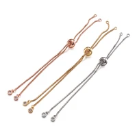 5pcs brass adjustable bracelet making with cubic zirconia slide extender chains long lasting plated drawstring type12cm1 5mm