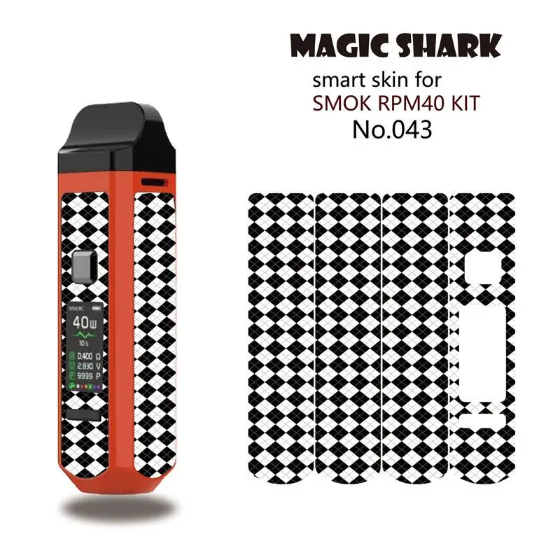 Магическая Акула 2.5D Железный человек доллар роза череп Дерево Печать Vape Pod стерео чехол наклейка пленка для Smok RPM40 - Цвет: 043