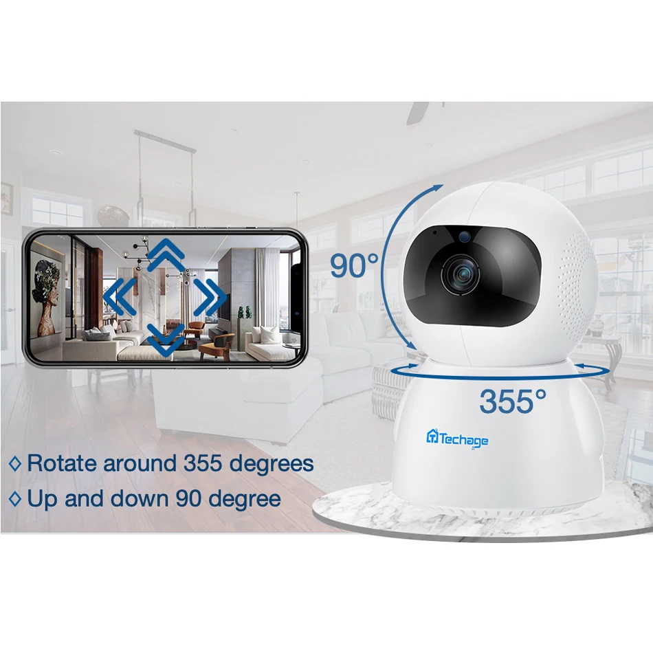 Беспроводная IP камера Techage 2 МП 1080P с автоматическим отслеживанием