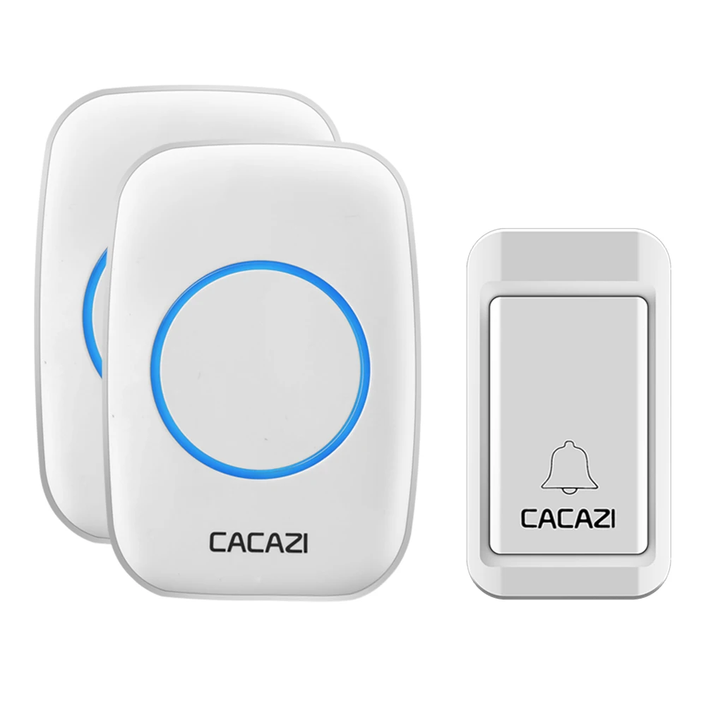 CACAZI Wireless Doorbell Self-powered No batteries Waterproof 120M Remote LED Light Home Cordless Door Bells 38 Chimes White |